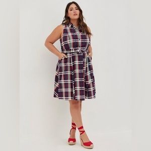 NWT Torrid Plaid Poplin Collared Sleeveless Dress Sizes 0 Large